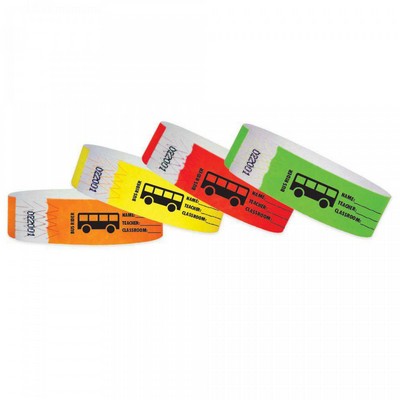 3/4" wide x 10" long - 3/4" Tyvek Bus Rider Wristbands Printed 1/0