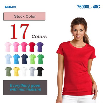 Women Crewneck Color T-shirt Stock