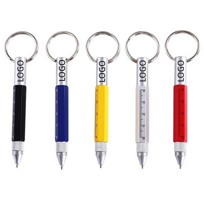 6 in 1 Multifunction Ballpoint Pen with Keychain