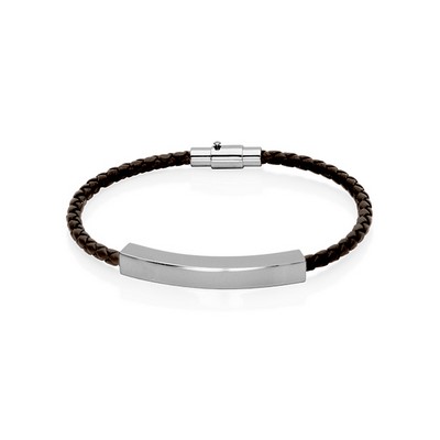 CJ Steelx Braided Leather ID Bracelet - Brown