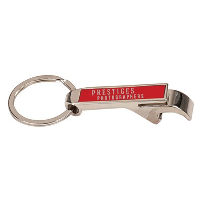 2 1/2" Red Laserable Bottle Opener Keychain