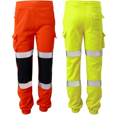 Hi Viz Combat Class E Reflective Tape Safety Jogging Fleece Pant