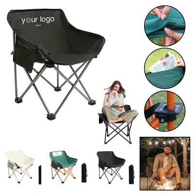 Folding Ultralight Moon Round Chair With Rear Storage Bag