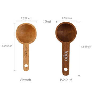 Wooden Coffee Bean Spoon in Walnut Beech 15ml (Round Base)