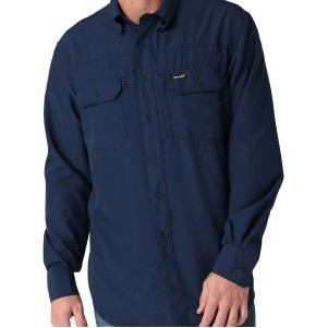 Wrangler® Western Performance Men's Navy Blue Long Sleeve Shirt