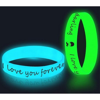 4/5 inch Glow In The Dark Silicone Wristband