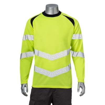 Hi Viz 3.8 Oz. Polyester Class 3 Double Band Segmented Tape Safety T-Shirt