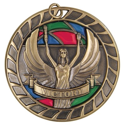 Stained Glass Medal - " Victory Antique Silver Award Trophy, 2"