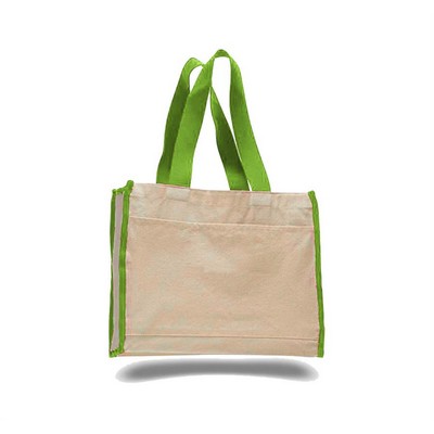 Canvas Gusset Tote Bag with Color Handles