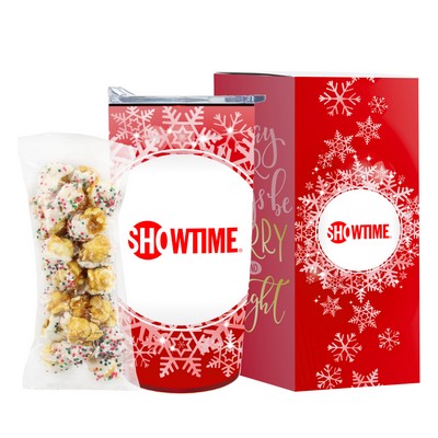 20 Oz. Straight Tumbler W/ Plastic Liner Holiday Greetings Gift Set (Sugar Cookie Crunch Popcorn)