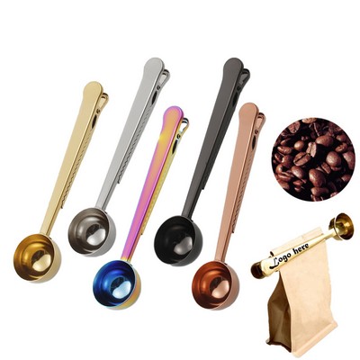 Stainless Steel Measuring Coffee Scoop with Sealing Clip