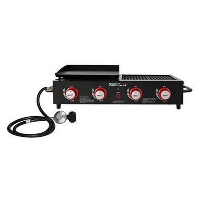 Keg Products Black/Red 4-Burner Mini Gas Grill & Griddle Combo