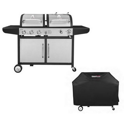 Keg Products Silver/Black 3-Burner Gas & Charcoal Combo Grill w/Grill Cover