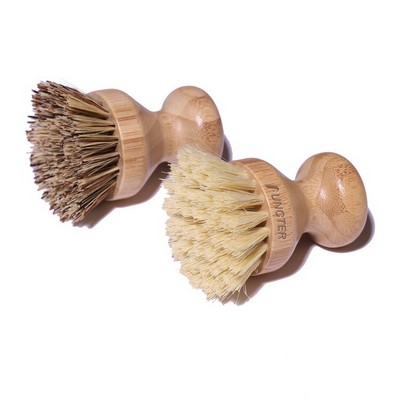 Round Top Shape Bamboo Cleaning Scrub Brush Pot Brush