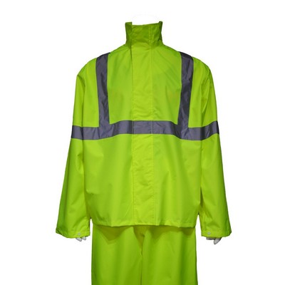 Waterproof Hi Vis Class 3 Reflective Tape Safety Rain Coat