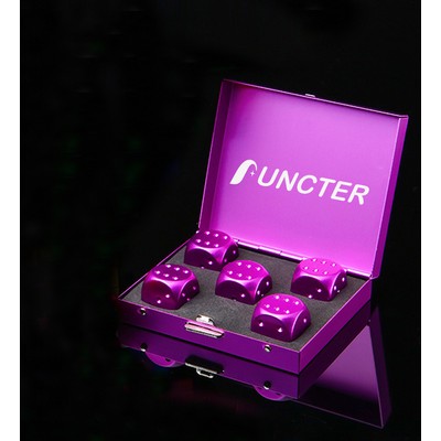 Purple 5 Pcs Metal Dice Game Set w/ Metal Container