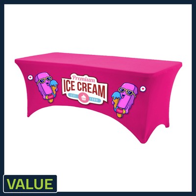 Value - 8 ft. x 30"Top x 29"H - 4 Sided Hemmed Stretch Table Throw (FRONT PRINT ONLY)Dye Sublimation