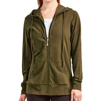 Women's Jersey Zip-Up Hoodie Jackets - Small, Olive (Case of 24)