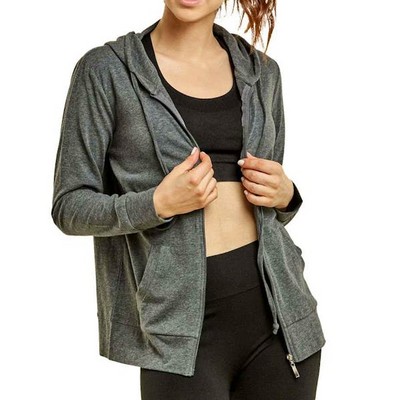 Women's Jersey Zip-Up Hoodie Jackets - Medium, Charcoal Gray (Case of