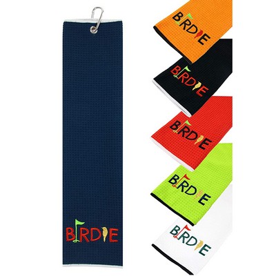 Premium Microfiber Fabric Golf Towel With Carabiner Clip