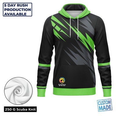 Unisex and Kids' Full Sublimation 250G Lightweight Scuba Knit Hoodie with Kangaroo Pocket - Economy