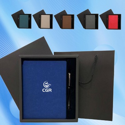 Leather-Bound Notebook Gift Set with Pen