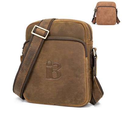 Crazy Horse Leather Men's Crossbody Bag