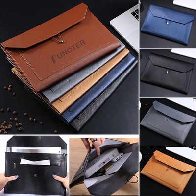 A4 Document File Leather Envelope Case Holder-Large Size Pockets