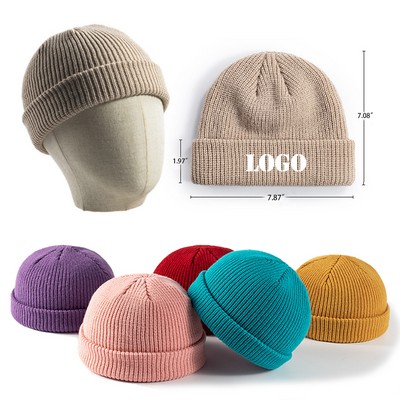 Winter Beanie Hat Knitted Cuffed Skull Cap