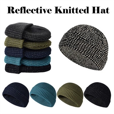 Winter Knit Caps with Reflective Stripe