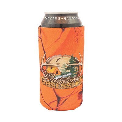 Premium Mossy Oak or Realtree Full Color Dye Sublimation Collapsible Foam 16 Oz. Tall Boy Insulator