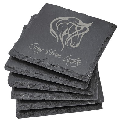 4" Square Slate Coaster Sets - 6 Coasters