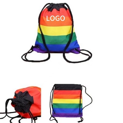 Rainbow Drawstring Backpack