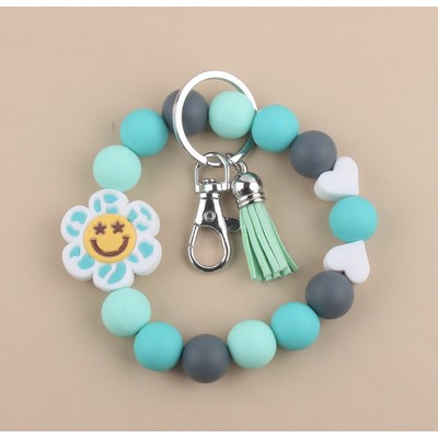 Custom Silicone Beaded Bracelet Keychain