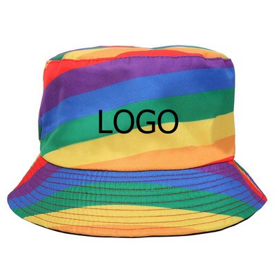 Unisex LGBTQ+ Pride Polyester Fabric Rainbow Bucket Hat/Outdoor Fisherman Cap