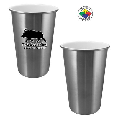 16 Oz. Stainless CeramiSteel Pint w/ Rolled Lip and White Ceramic Liner - Precision Spot Color