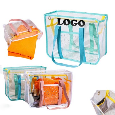 Large Waterproof PVC Clear Beach Tote Bag