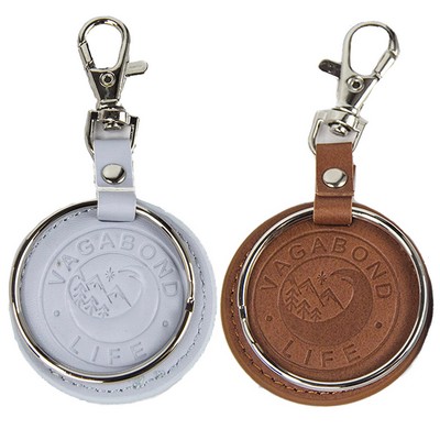 Debossed PU Leather Keychain