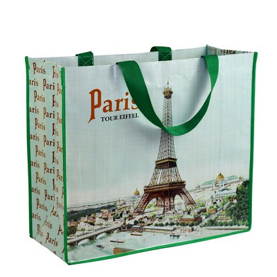 Top-Notch Full-Color 180g Double Laminated Woven PP Shopping Bag 18"x15.5"x7.5"