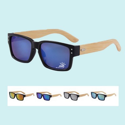 Bamboo Temple Square Sunglasses with Polarized Lenses