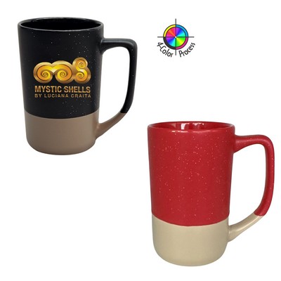 16 Oz. Satin Speckled Red w/Warm Gray Base Tall Phoenix Cafe Mug (4 Color Process)