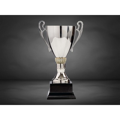 17" Silver Assembled Metal Cup Trophy on Genuine Marble Base