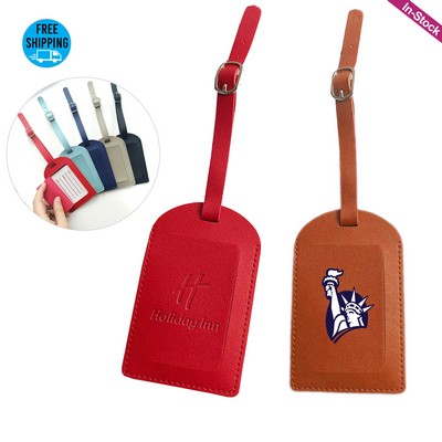 Vegan Leather Flip Open Luggage Tag