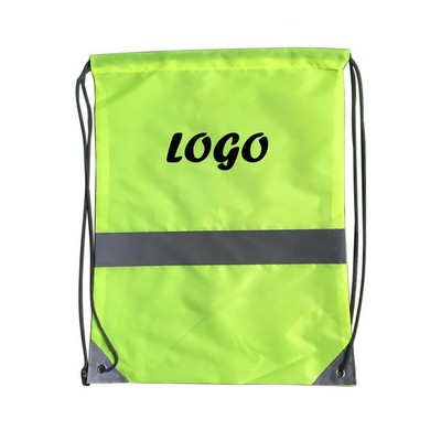 Reflective safety Drawstring Backpack