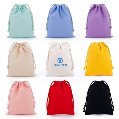 Custom Colorful 8 Oz Cotton Canvas Cloth Drawstring Bags Jewelry Wedding Candy Gift Bags