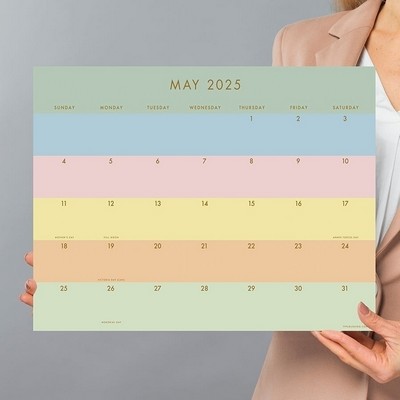 2025 Super Stripe Medium Desk Pad Monthly Blotter Calendar