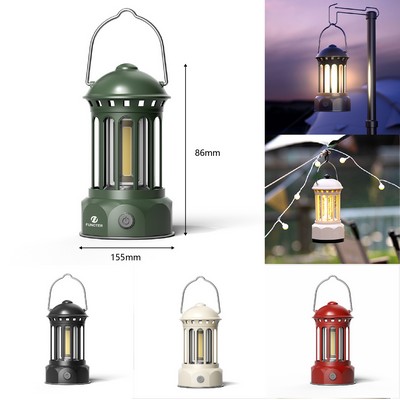 Rechargeable LED Light Camping Lantern Retro Design Portable Waterproof Outdoor Tent Bulb