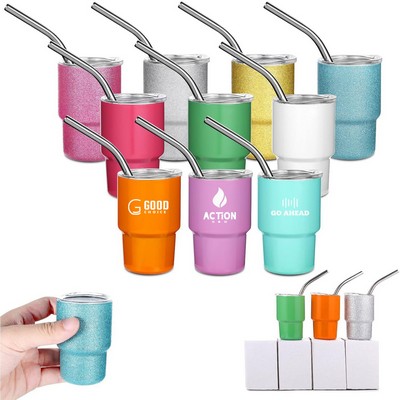 3 OZ Mini Travel Tumbler with Straw and Lid