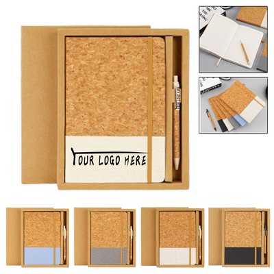 A5 Cork Fabric Patchwork Notebook Set