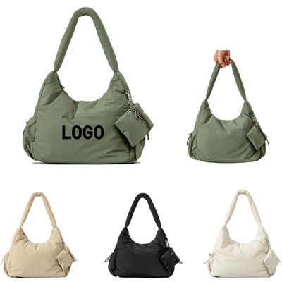 Puffy Nylon Shoulder Bag